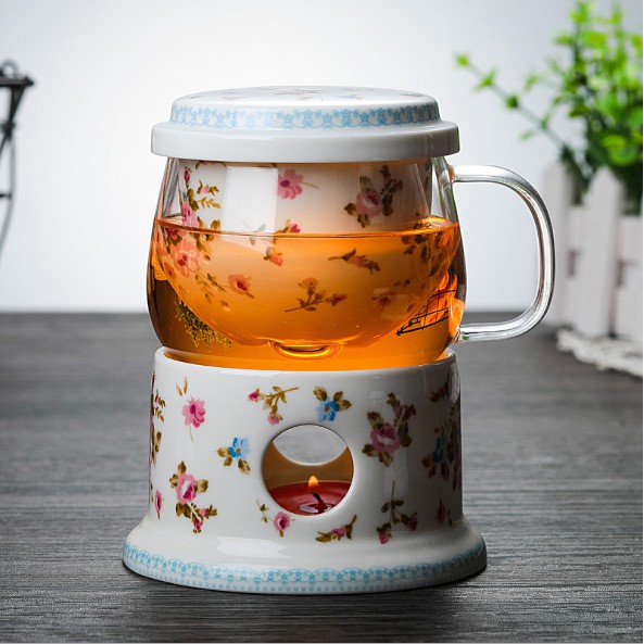 Ly thủy tinh lõi sứ kết hợp đế nến sứ trang trọng 350ml